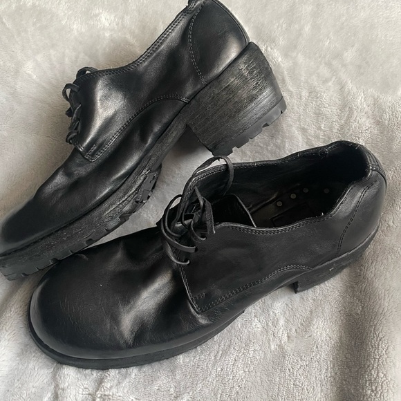 Guidi Lace-up Round Toe Italian Horse Full Grain Leather Derby Shoes